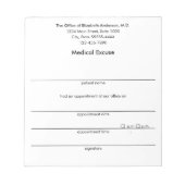 Bloc-note Medical Excuse Black and White Doctor's Notes (Devant)