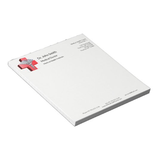 Bloc-note Médicale 3D Caduceus Croix Rouge Argent (Incliné)