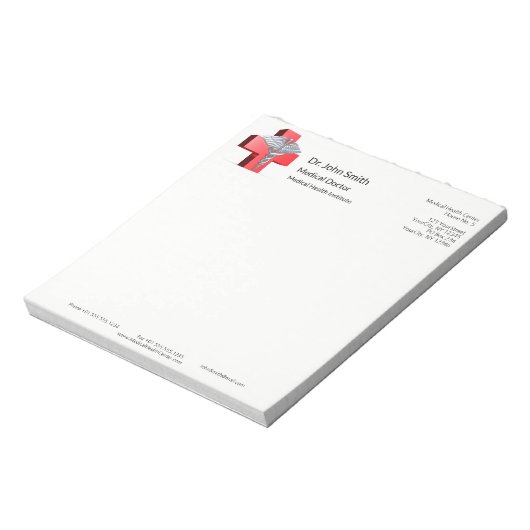 Bloc-note Médicale 3D Caduceus Croix Rouge Argent (Tourné)