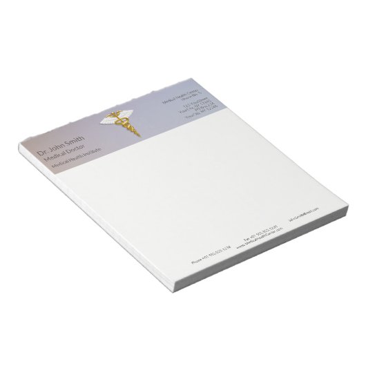 Bloc-note Médicale Elegant Gold Caduceus ailes blanches (Incliné)