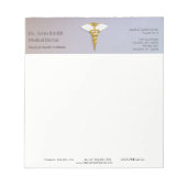 Bloc-note Médicale Elegant Gold Caduceus ailes blanches (Devant)
