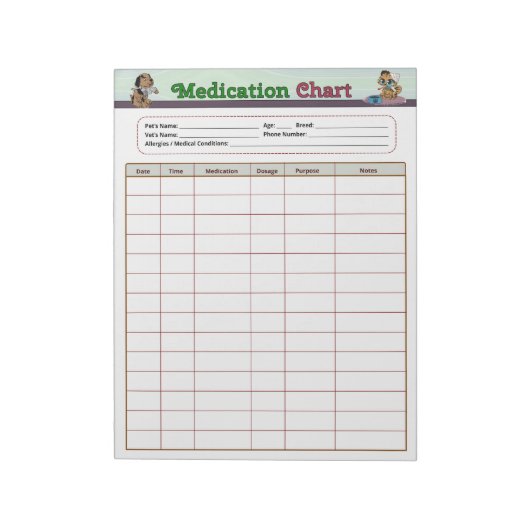 Bloc-note Médicament pour animaux de compagnie (Tourné)