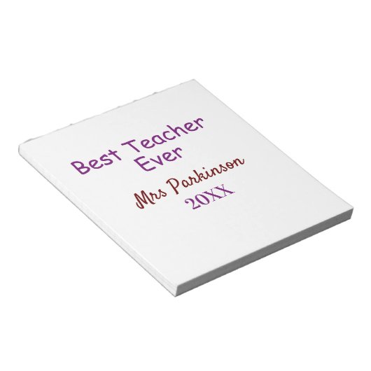 Bloc-note Meilleur enseignant jamais ajouter nom date année  (Incliné)