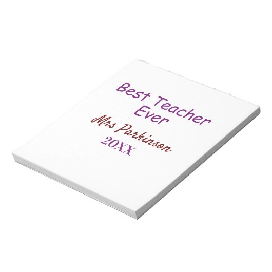 Bloc-note Meilleur enseignant jamais ajouter nom date année (Tourné)