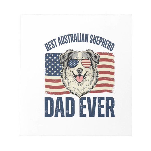 Bloc-note Meilleur papa Australian Shepherd patriotique (Devant)