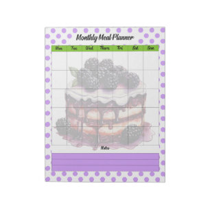 Bloc-note Meilleur Plan mensuel de repas Blueberry