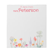 Bloc-note Meilleur professeur Floral daisy aquarelle (Devant)