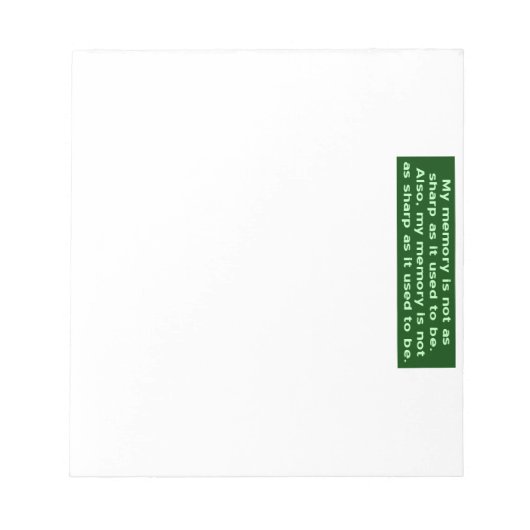 Bloc-note Mémoire pas vive (Devant)