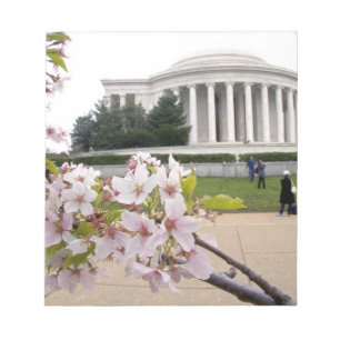 Bloc-note Mémorial Thomas Jefferson avec cerisiers en fleurs