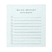 Bloc-note Menthe | Empreinte de léopard Pastel Personnalisé (Devant)