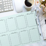 Bloc-note Mention de texte modifiable blanc simple du planif<br><div class="desc">Customisez la couleur ; en plus de cette nouvelle version d'un vendeur populaire a texte modifiable pour les jours de la semaine et des notes. Écriture en noir et blanc feuille de notes hebdomadaires du planificateur 1/4" aligné jours de la semaine.</div>