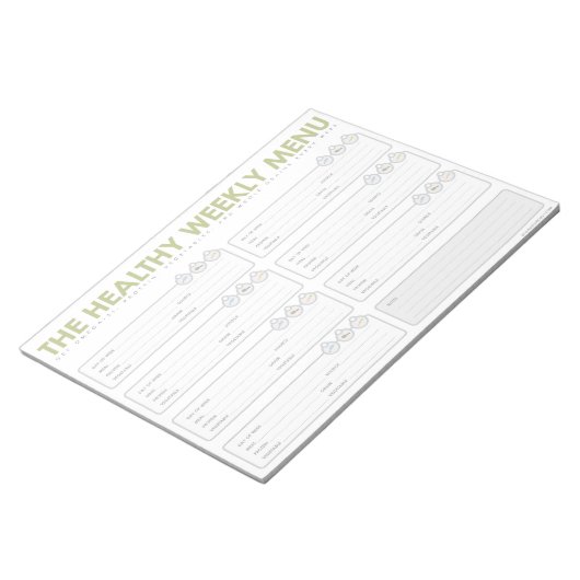 Bloc-note Menu hebdomadaire sain (Incliné)