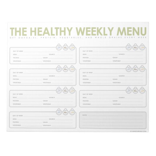 Bloc-note Menu hebdomadaire sain (Devant)