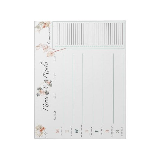 Bloc-note Menu & Planner Pad (Tourné)