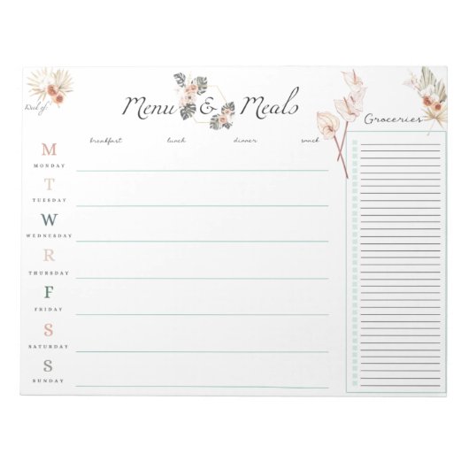 Bloc-note Menu & Planner Pad (Devant)