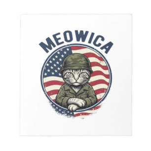 Bloc-note Meowica Chat Patriotique Chemise Gravure Vintage D