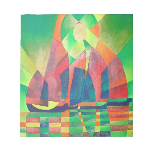 Bloc-note Mer de vert avec des joncs Abstraits cubes (Devant)