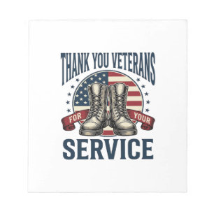 Bloc-note Merci aux vétérans Bottes patriotiques Design vint