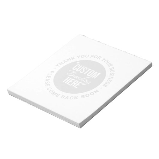 Bloc-note Merci de message de note de logo de l'entreprise (Tourné)
