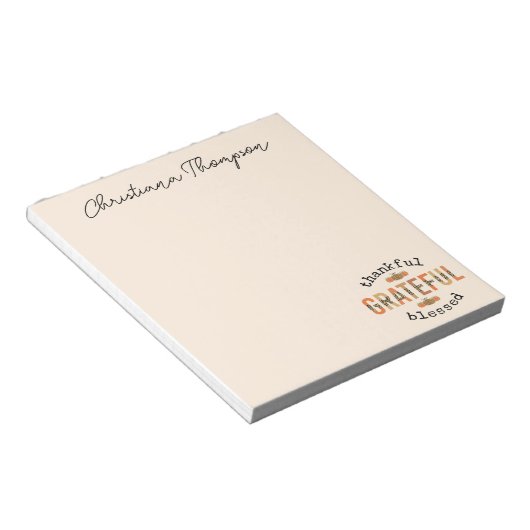Bloc-note Merci Grateful Blessé mignon automne Thanksgiving (Incliné)