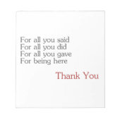 Bloc-note Merci pour tous (Devant)