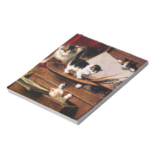 Bloc-note Mère Chat et chatons sur table (Tourné)