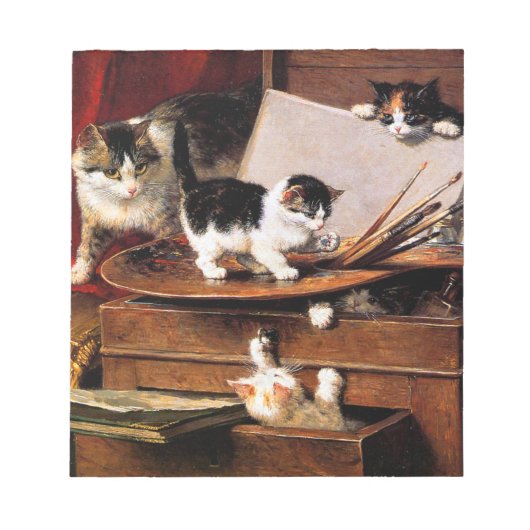 Bloc-note Mère Chat et chatons sur table (Devant)