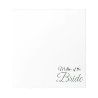 Bloc-note Mère de la mariée Script vert