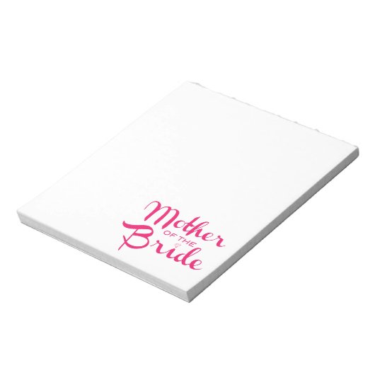 Bloc-note Mère de mariée Retro Script Hot rose sur blanc (Tourné)