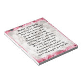 Bloc-note Mère du poème de mariée - Design floral rose (Incliné)