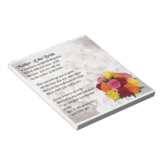 Bloc-note Mère du poème de mariée - Fleurs (Incliné)