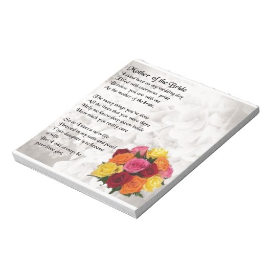 Bloc-note Mère du poème de mariée - Fleurs (Tourné)