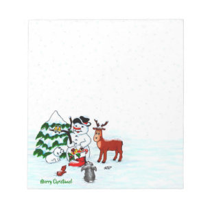Bloc-note Merry Christmas! Snowman with Friends