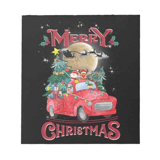 Bloc-note Merry Christmas Vintage Red Santa Truck (Devant)