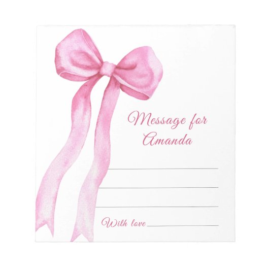 Bloc-note Message capsule anniversaire fille ruban rose (Devant)