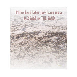 Bloc-note Message dans le sable