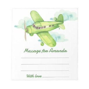 Bloc-note Message de capsule d'anniversaire de l'avion aquar