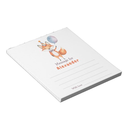 Bloc-note Message de capsule de l'heure d'anniversaire Fox (Incliné)