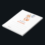 Bloc-note Message de capsule de l'heure d'anniversaire Fox<br><div class="desc">Fête d'anniversaire de l'aquarelle ! Un mignon renard dans le thème casquette de fête Anniversaire.</div>