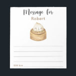 Bloc-note Message de capsule de temps d'anniversaire chinois<br><div class="desc">Carte d'invitation à l'anniversaire mignonne avec l'aquarelle illustrant la benne chinoise kawaii sur plaque de bois. Le texte dit : "NOTRE PETIT DÉVERSEMENT".</div>