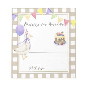 Bloc-note Message de capsule temporelle d'anniversaire d'oie