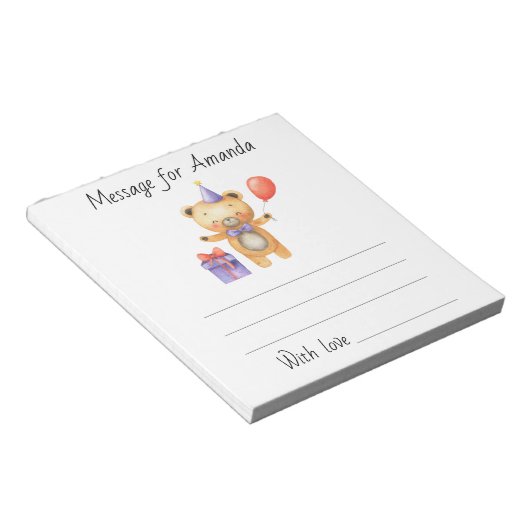 Bloc-note Message de capsule temporelle de l'ours d'aquarell (Incliné)