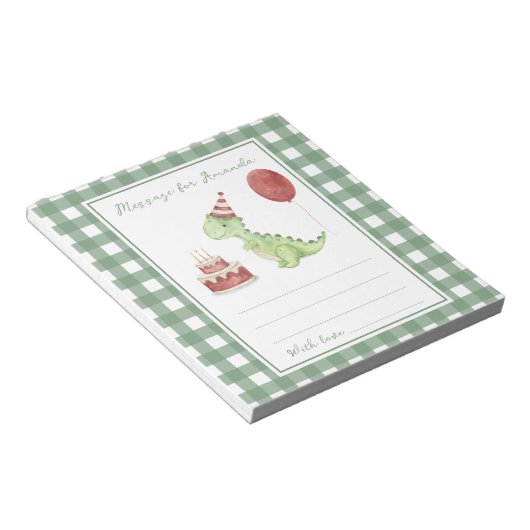 Bloc-note Message de capsule temporelle Dino anniversaire (Incliné)