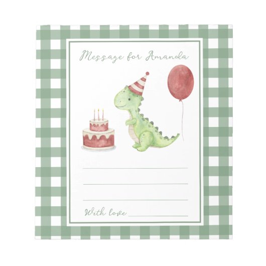 Bloc-note Message de capsule temporelle Dino anniversaire (Devant)