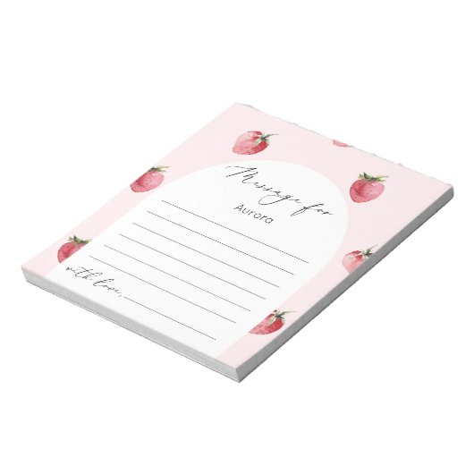 Bloc-note Message de la capsule de mûre de fraise (Tourné)