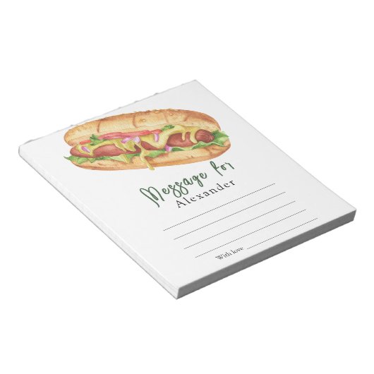 Bloc-note Message de la capsule de temps Hot Dog BBQ (Incliné)