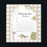 Bloc-note Message de la Capsule de temps Little Fisherman<br><div class="desc">Aquarelle de pêche,  poisson,  casquette panama du pêcheur avec hameçon et spinner,  gilet de pêche. cage Brown.</div>
