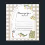 Bloc-note Message de la Capsule de temps Little Fisherman<br><div class="desc">Aquarelle de pêche,  poisson,  casquette panama du pêcheur avec hameçon et spinner,  gilet de pêche. cage Brown.</div>