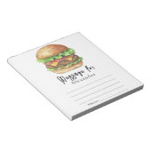 Bloc-note Message de la capsule d'heure BBQ Burger (Incliné)