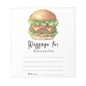 Bloc-note Message de la capsule d'heure BBQ Burger (Devant)